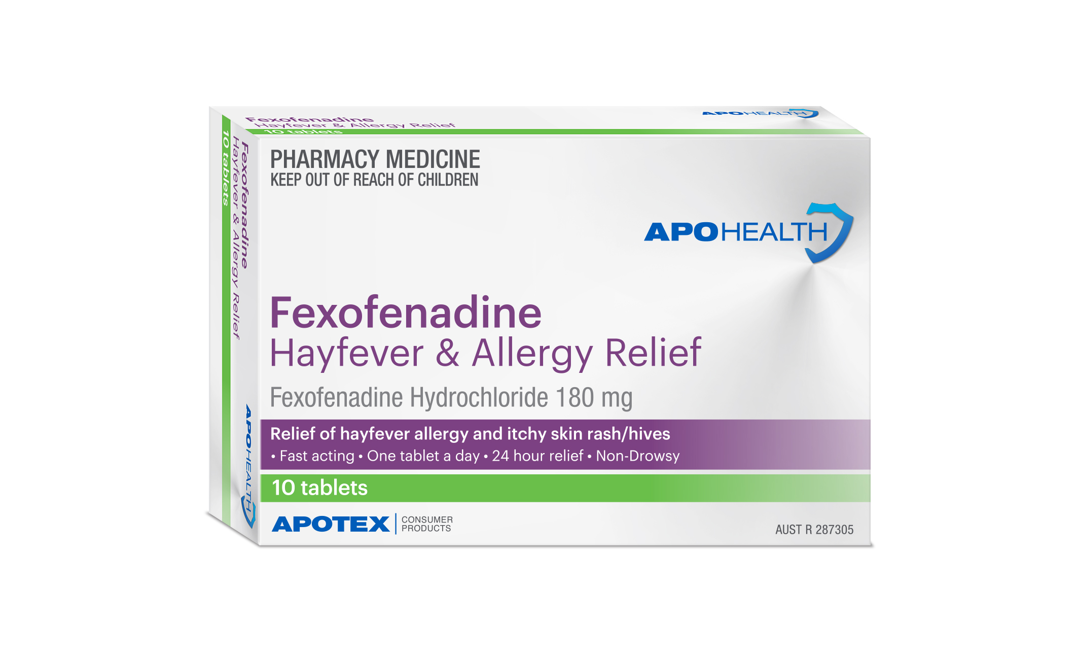 Apohealth Fexofenadine Hayfever And Allergy Relief 180mg Tablets Box